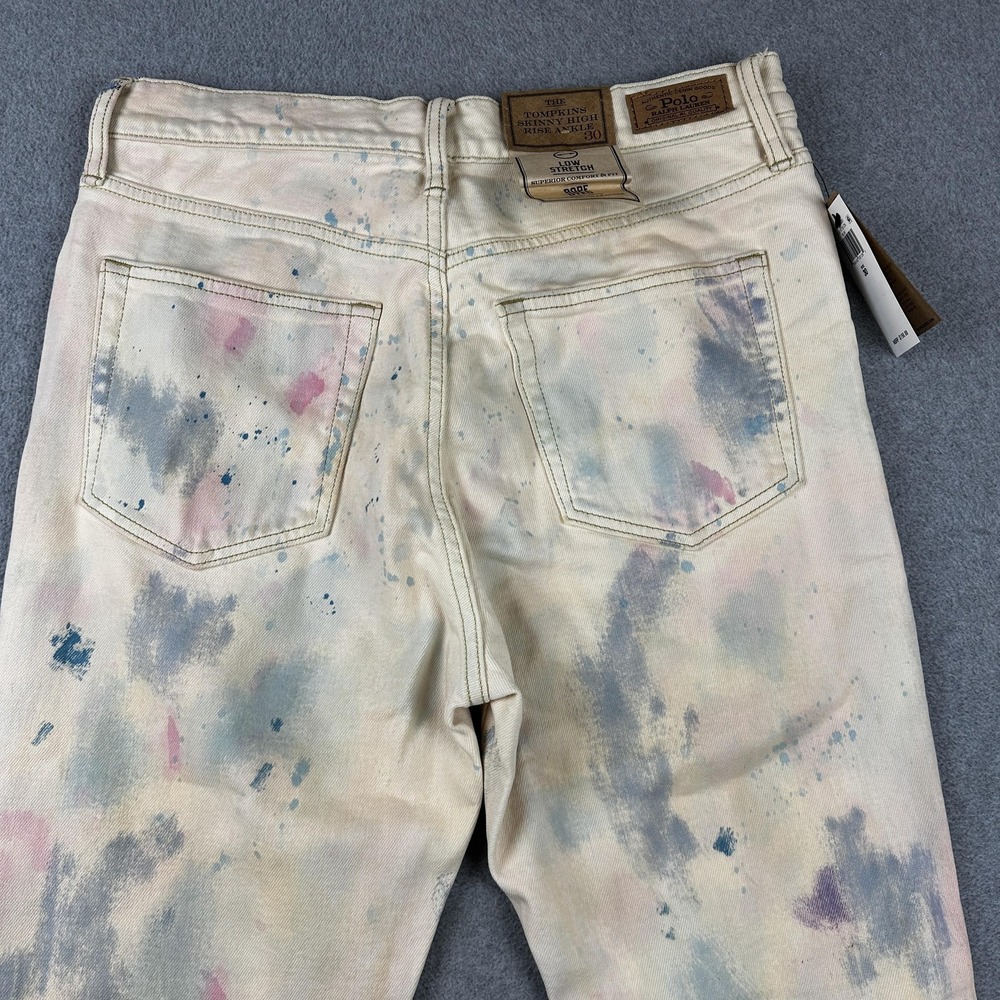 Polo Ralph Lauren Jeans Womens 30 High Rise Ankle Tompkins Skinny Paint Splatter - Picture 11 of 13